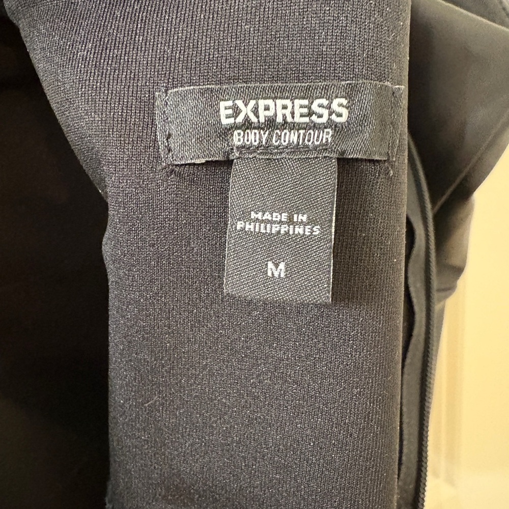 Express Black Midi Dress Faux Leather - Picture 4 of 5